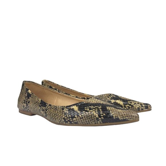 LUIZA BARCELOS Classic Python Embossed Pointed Toe Ballet Flats animal Print s 6 - Picture 2 of 13